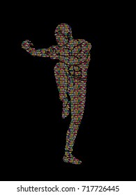 Drunken Kung fu pose designed using colorful mosaic pattern graphic vector.