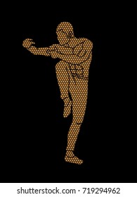 Drunken Kung fu pose designed using geometric pattern graphic vector.