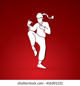 Drunken Kung fu pose graphic vector.