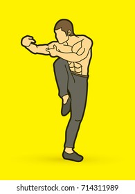 Drunken Kung fu pose graphic vector.