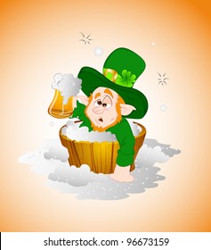 Drunken Leprechaun-St. Patrick's Day Cartoon Vector Illustration