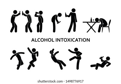 drunken man behavior, stick figure people 