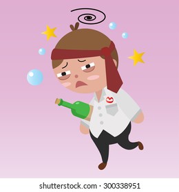 drunken man cartoon vector 