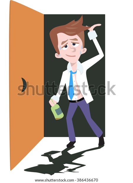 Drunken Man Returns Home Stock Vector Royalty Free