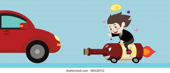 drunken man ride on liquor bottle crash car cartoon vector