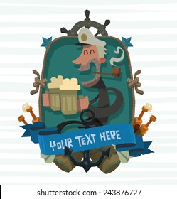 Drunken sailor Emblem, vector