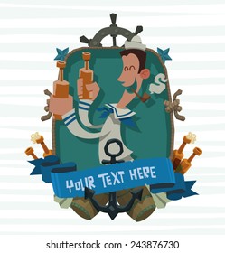 Drunken sailor Emblem, vector