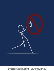 Drunken stick man drinking prohibition