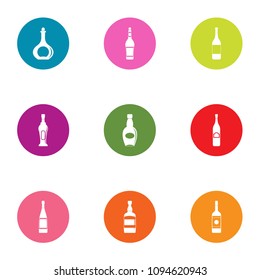 Drunkenness icons set. Flat set of 9 drunkenness vector icons for web isolated on white background
