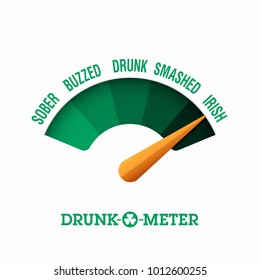 Drunk-o-meter, 17 March Saint Patrick's Day celebration concept, vector illustration
