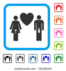 Drunky Love Pair icon. Flat grey pictogram symbol inside a light blue rounded square. Black, gray, green, blue, red, orange color additional versions of Drunky Love Pair vector.