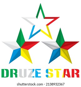 Druze Five Colored Star Vector Illustration. Symbol Of Religion And People Unity. Vector Symbol For The Druze Community
