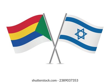 Druze and Israel crossed flags, isolated on a white background. Vector icon set. Vector illustration.