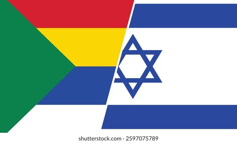 Druze and Israel crossed flags, isolated on a white background. Vector icon set. Vector illustration.