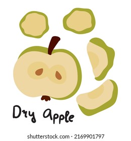 Trockener Apfel. Flache, handgezeichnete Illustration.