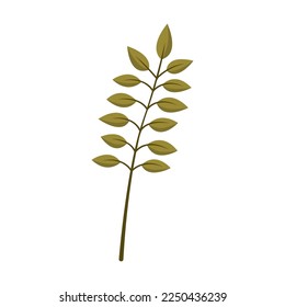 Dry autumn leaves and plant vector illustration. Bouquet element, dry leaves and flowers, tree branches on white background. Autumn, botany, decoration concept