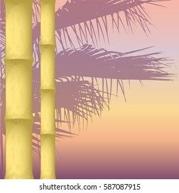 dry bamboo on an abstract background. silhouette of a palm tree. vector illustration