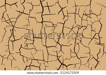 Dry beige soil with dark cracks seamless pattern. Drought ground texture. Desert land or broken clay surface. Grunge contour background. Dead earth, hot climate.