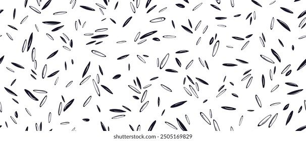 Dry black seeds of cumin or caraway. Aroma spice. Vector seamless pattern. Graphic abstract background. Asian food for flavoring and oil extraction, vegan milk, gluten free