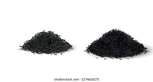 Negro seco   hoja de té aislada en un fondo blanco.