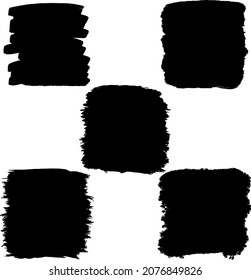 Dry border Black paintbrush collection isolated on white background. Vector illustration