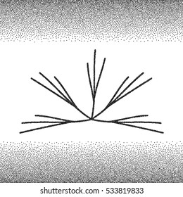 dry branch of a tree. black points. white background.