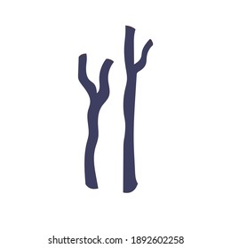 Dry branches on a white background. Hand drawn vector isolated single illustration.