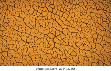 Dry and broken brown soil full frame vector background , texture of grungy dry cracking parched earth