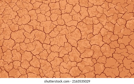 Dry and broken red soil background , Bad environment vector concept