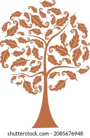Árbol creativo de otoño seco con hojas