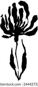 Dry Bruch Grunge Peony Flower Silhouette