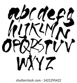 dry brush alphabet font set made by real brush grunge style vector, Isolated vector set