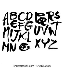 dry brush alphabet font set made by real brush grunge style vector, Isolated vector set