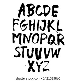 
dry brush alphabet font set made by real brush grunge style vector, Isolated vector set
