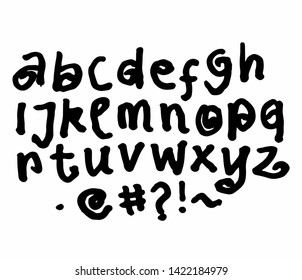 
dry brush alphabet font set made by real brush grunge style vector, Isolated vector set
