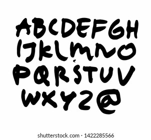 
dry brush alphabet font set made by real brush grunge style vector, Isolated vector set
