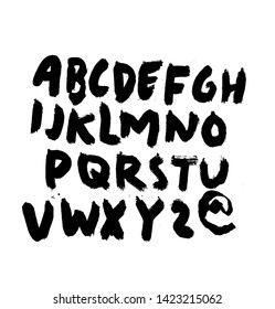 dry brush alphabet font set made by real brush grunge style vector, Isolated vector set