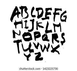 dry brush alphabet font set made by real brush grunge style vector, Isolated vector set
