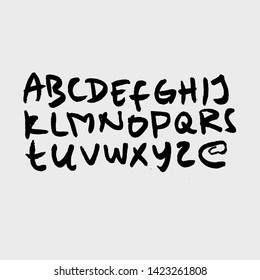 dry brush alphabet font set made by real brush grunge style vector, Isolated vector set