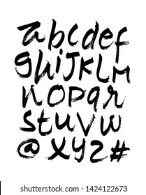 dry brush alphabet font set made by real brush grunge style vector, Isolated vector set
