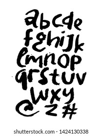 dry brush alphabet font set made by real brush grunge style vector, Isolated vector set
