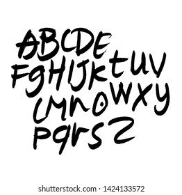 dry brush alphabet font set made by real brush grunge style vector, Isolated vector set
