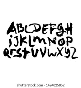 dry brush alphabet font set made by real brush grunge style vector, Isolated vector set