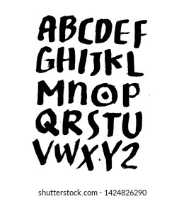 dry brush alphabet font set made by real brush grunge style vector, Isolated vector set