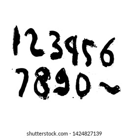 dry brush alphabet font set made by real brush grunge style vector, Isolated vector set