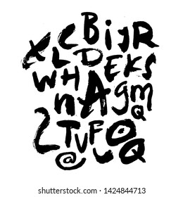 dry brush alphabet font set made by real brush grunge style vector, Isolated vector set