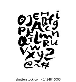 dry brush alphabet font set made by real brush grunge style vector, Isolated vector set