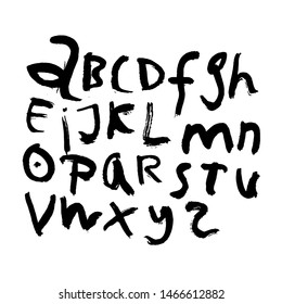 dry brush alphabet font set made by real brush grunge style vector, Isolated vector set