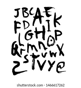 dry brush alphabet font set made by real brush grunge style vector, Isolated vector set