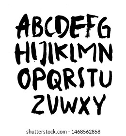 dry brush alphabet font set made by real brush grunge style vector, Isolated vector set